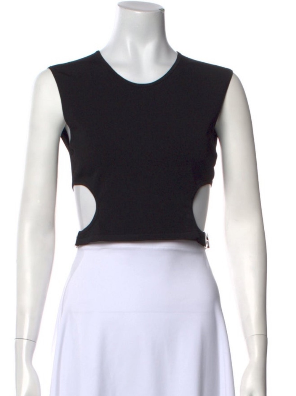 Dolce & Gabbana Black Cutout Crop Top with DG Logo Buckles